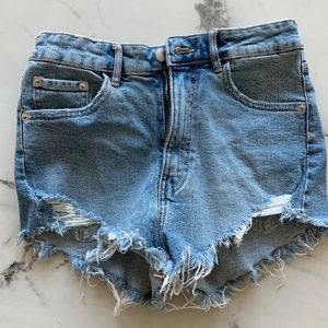 Denim High Rise Cut Off Shorts